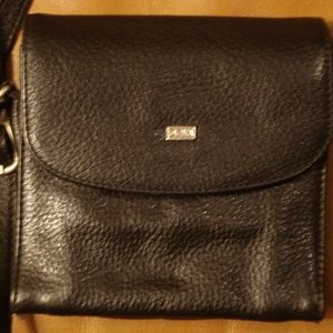 Desa black leather crossbody small bag, EUC